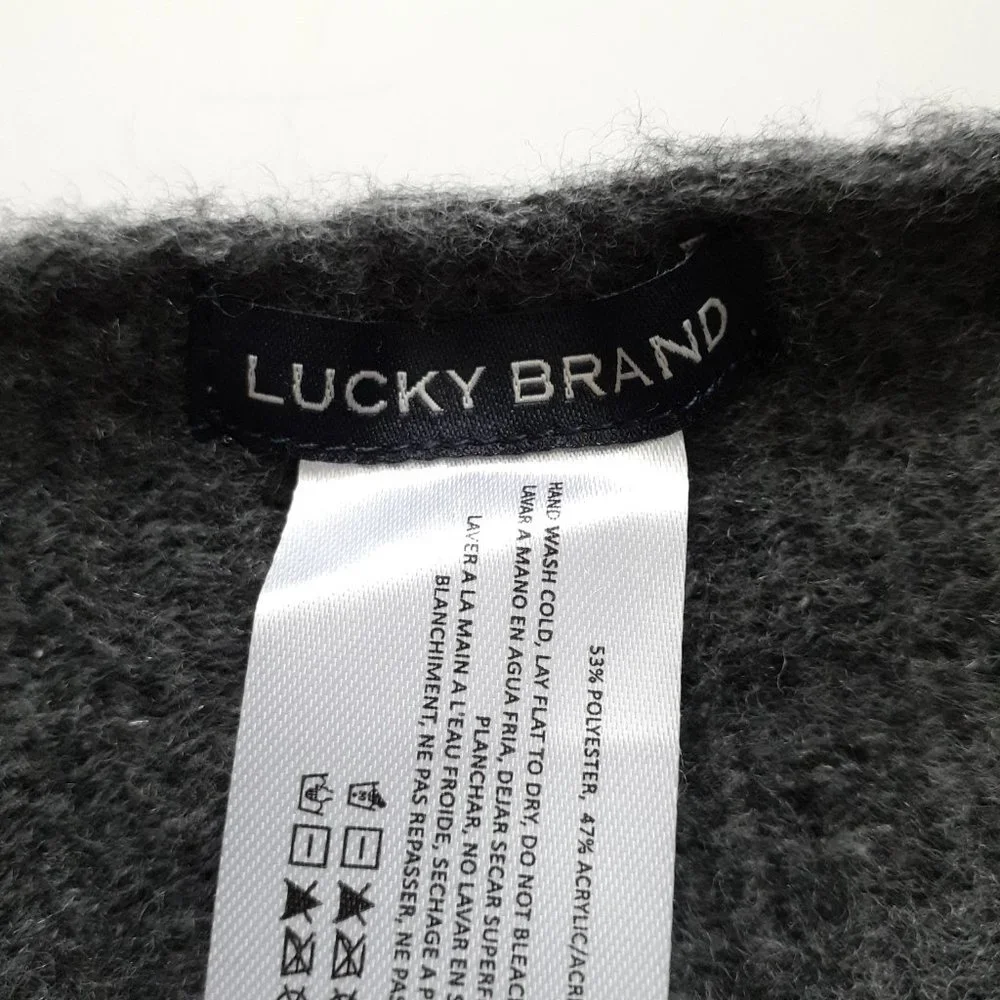 NWT Lucky Brand Solid Brushed Scarf with Fringe in Dark Gray